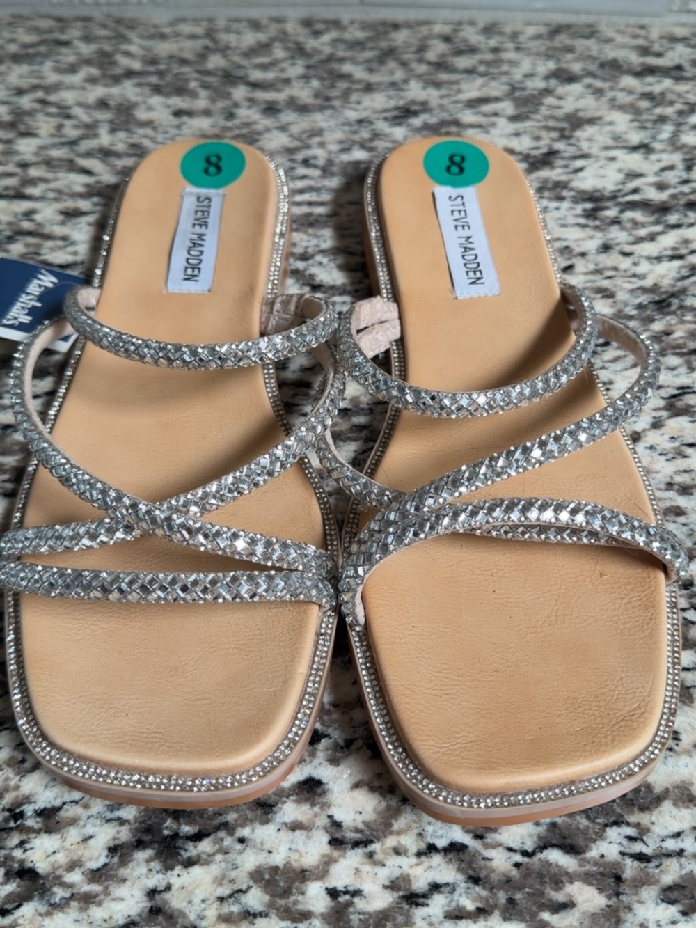 Steve Madden Silver Braided Multi-Strap Slide Sandals